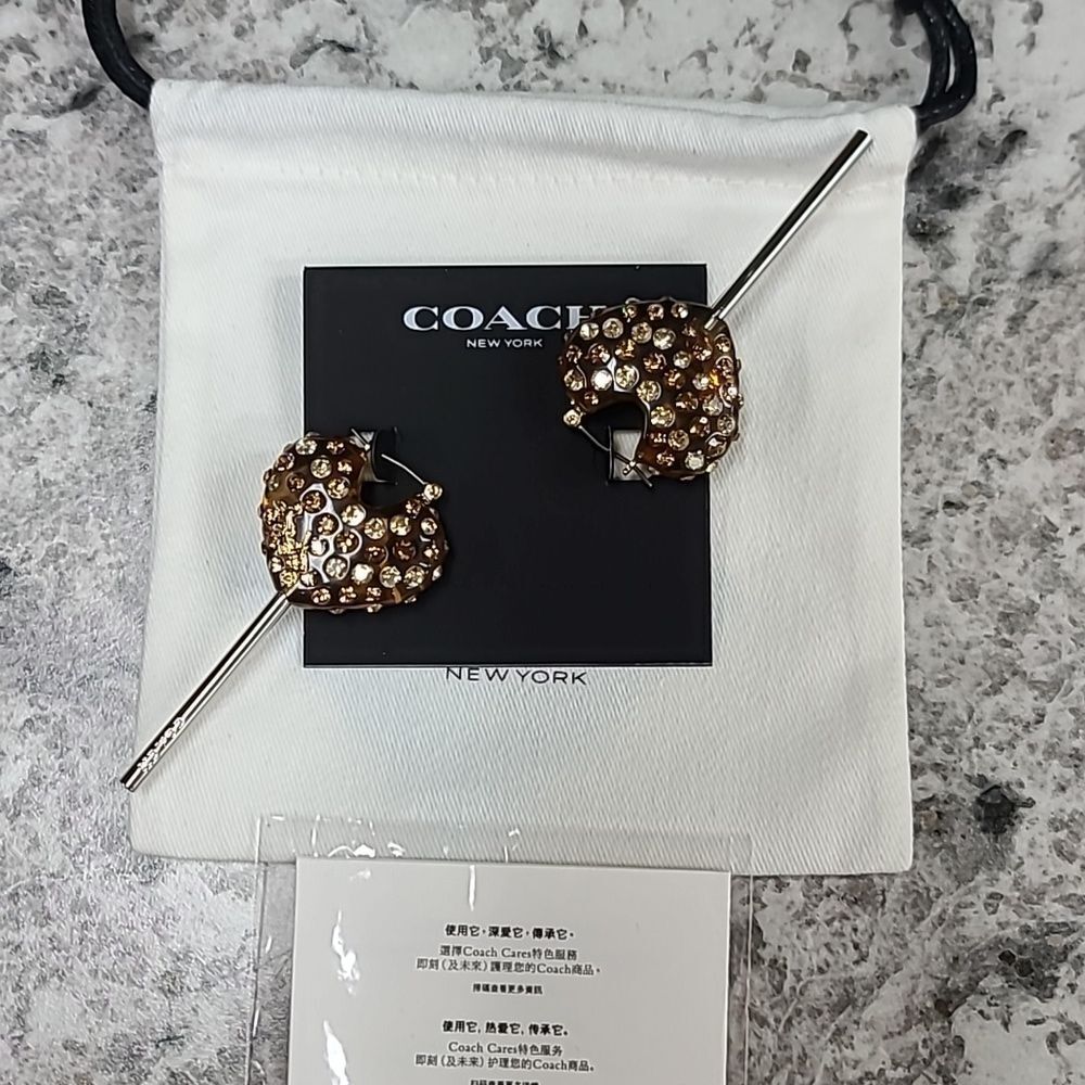 NWT COACH Signature Heart Lollipop Drop Earrings - Picture 6 of 10